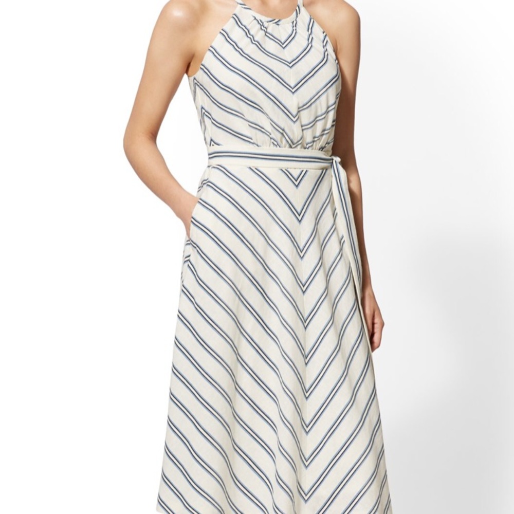 NWT NY&C Linen sporty striped halter dress.